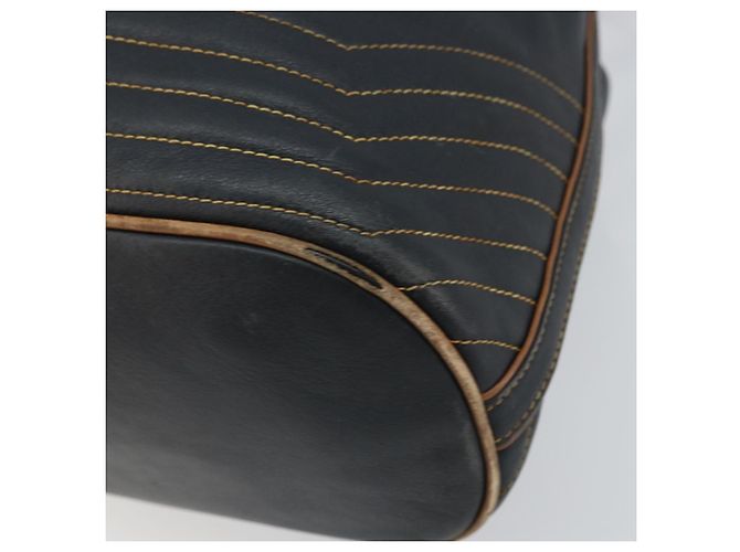 Céline CELINE Bolso de Hombro de Cuero Negro y Dorado Auth 169404 - vista 9