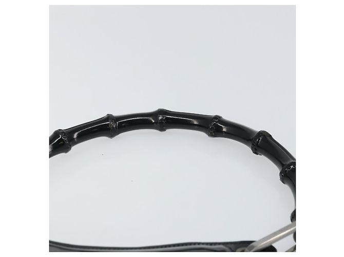 Bamboo Borsa a mano GUCCI in bambù Pelle lucida Argento Nero 001 1998 3008 Auth bs32983 - vista 14