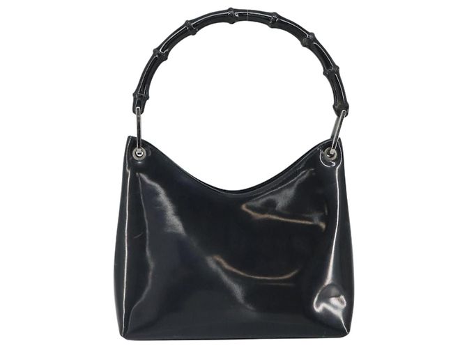 Bamboo Borsa a mano GUCCI in bambù Pelle lucida Argento Nero 001 1998 3008 Auth bs32983 - vista 2