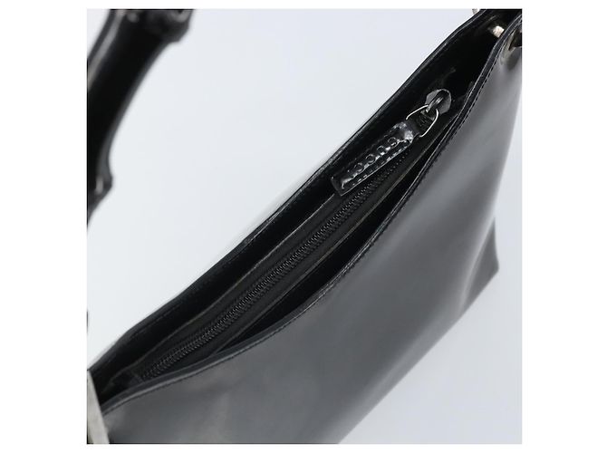 Bamboo Borsa a mano GUCCI in bambù Pelle lucida Argento Nero 001 1998 3008 Auth bs32983 - vista 6