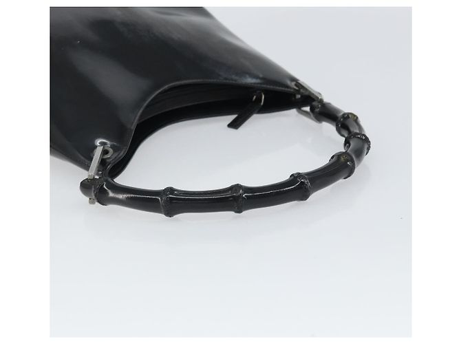Bamboo Borsa a mano GUCCI in bambù Pelle lucida Argento Nero 001 1998 3008 Auth bs32983 - vista 7