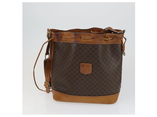 Céline Borsa in tela Macadam Celine C Macadam in PVC 4 pezzi marrone navy Auth fm5067 Blu navy - vista 14