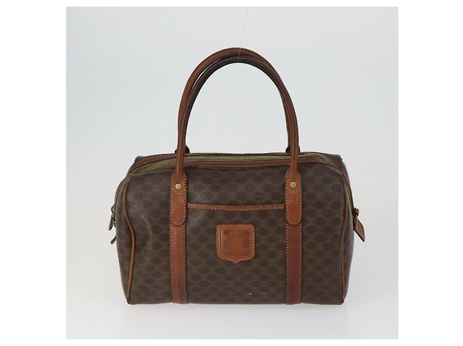 Céline Borsa in tela Macadam Celine C Macadam in PVC 4 pezzi marrone navy Auth fm5067 Blu navy - vista 2