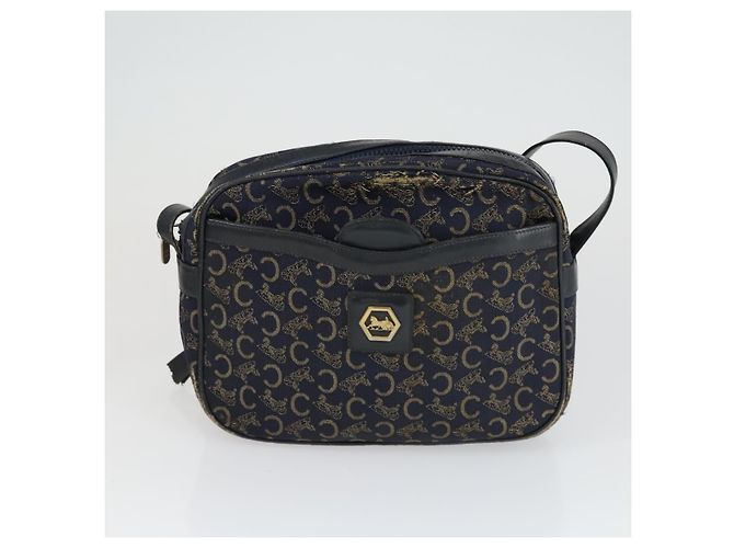 Céline Borsa in tela Macadam Celine C Macadam in PVC 4 pezzi marrone navy Auth fm5067 Blu navy - vista 21