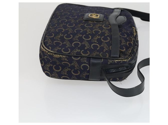 Céline Borsa in tela Macadam Celine C Macadam in PVC 4 pezzi marrone navy Auth fm5067 Blu navy - vista 23