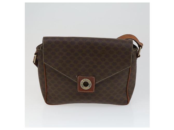Céline Borsa in tela Macadam Celine C Macadam in PVC 4 pezzi marrone navy Auth fm5067 Blu navy - vista 8