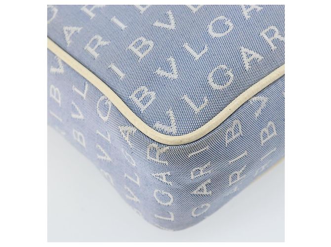 Bulgari Borsa a Spalla BVLGARI in Tela Blu Argento Auth BA10117 - vista 16