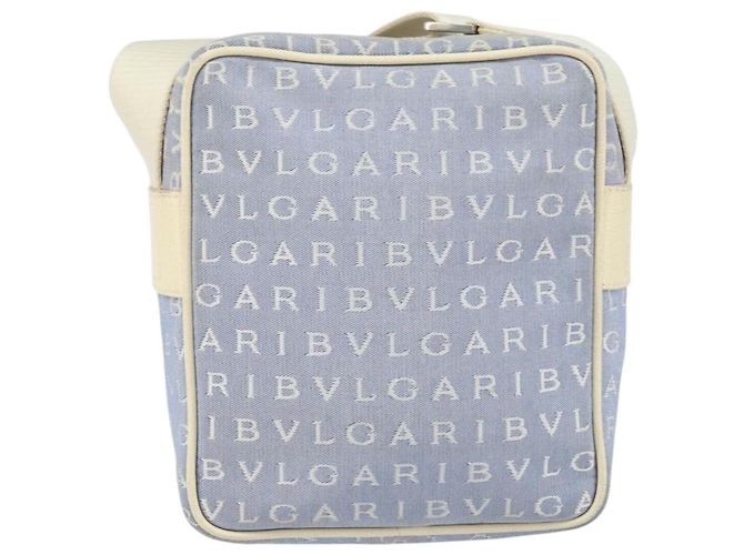 Bulgari Borsa a Spalla BVLGARI in Tela Blu Argento Auth BA10117 - vista 2