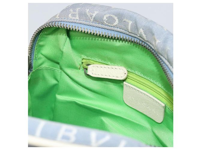Bulgari Borsa a Spalla BVLGARI in Tela Blu Argento Auth BA10117 - vista 20