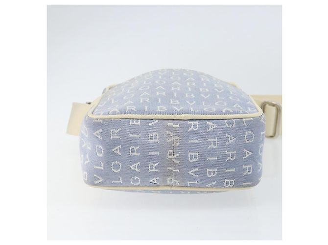 Bulgari Borsa a Spalla BVLGARI in Tela Blu Argento Auth BA10117 - vista 5