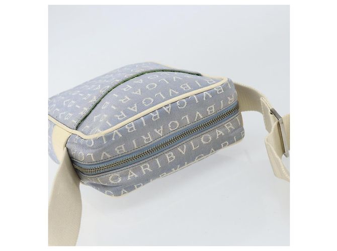 Bulgari Borsa a Spalla BVLGARI in Tela Blu Argento Auth BA10117 - vista 6