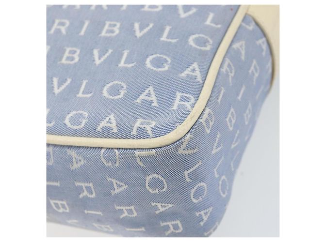 Bulgari Borsa a Spalla BVLGARI in Tela Blu Argento Auth BA10117 - vista 9