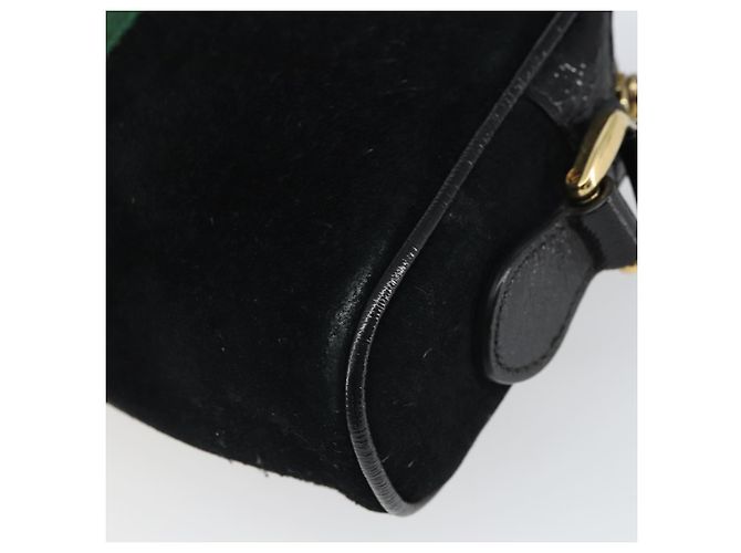 Gucci Borsa GG Marmont Web Sherry in suede nero e oro 517350 Auth 164792 D'oro - vista 15