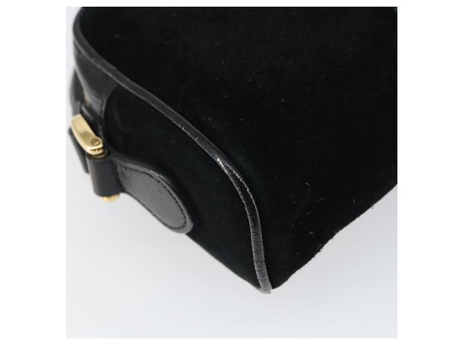 Gucci Borsa GG Marmont Web Sherry in suede nero e oro 517350 Auth 164792 D'oro - vista 16