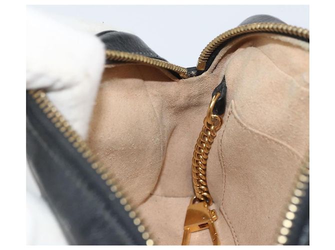 Gucci Borsa GG Marmont Web Sherry in suede nero e oro 517350 Auth 164792 D'oro - vista 20