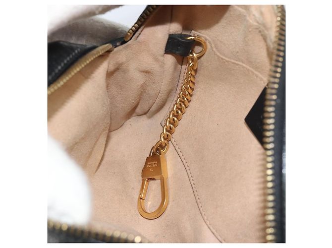 Gucci Borsa GG Marmont Web Sherry in suede nero e oro 517350 Auth 164792 D'oro - vista 21