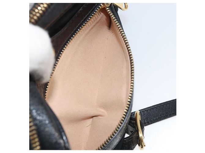 Gucci Borsa GG Marmont Web Sherry in suede nero e oro 517350 Auth 164792 D'oro - vista 24