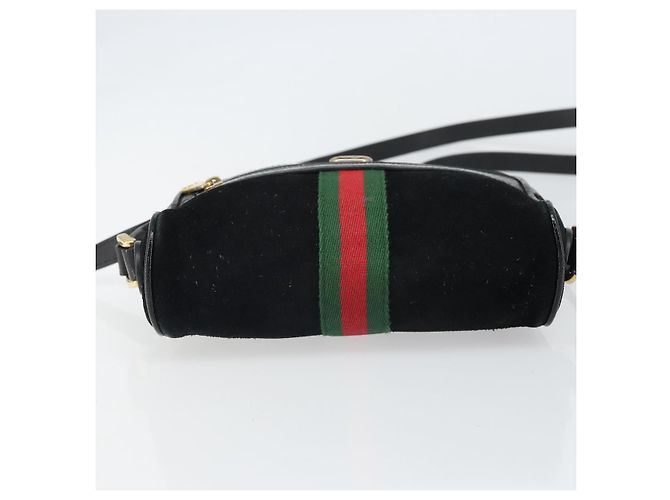 Gucci Borsa GG Marmont Web Sherry in suede nero e oro 517350 Auth 164792 D'oro - vista 5