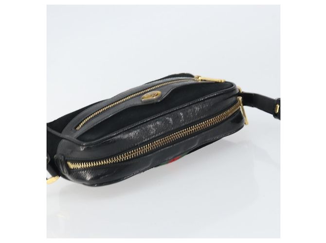 Gucci Borsa GG Marmont Web Sherry in suede nero e oro 517350 Auth 164792 D'oro - vista 6