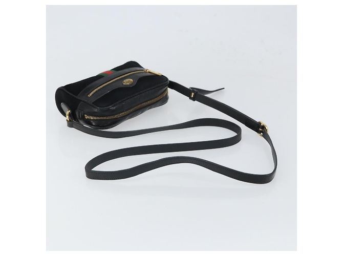 Gucci Borsa GG Marmont Web Sherry in suede nero e oro 517350 Auth 164792 D'oro - vista 7