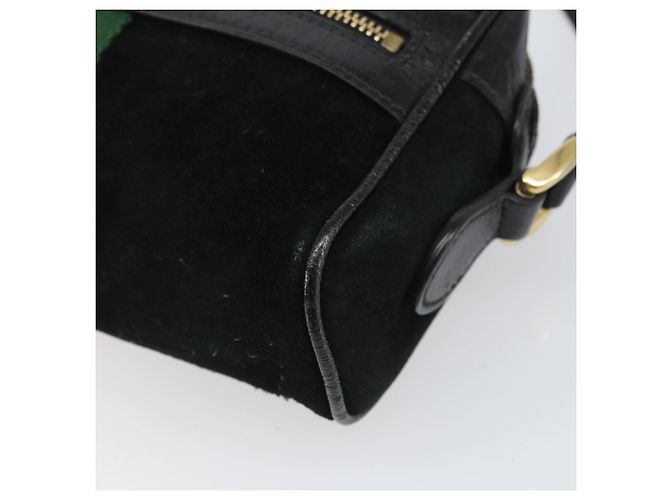 Gucci Borsa GG Marmont Web Sherry in suede nero e oro 517350 Auth 164792 D'oro - vista 9