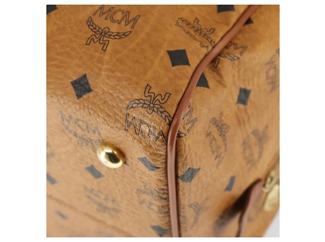 Borsa Boston Vicetos Logogram MCM in pelle PVC marrone e oro Auth 164740 D'oro - vista 15