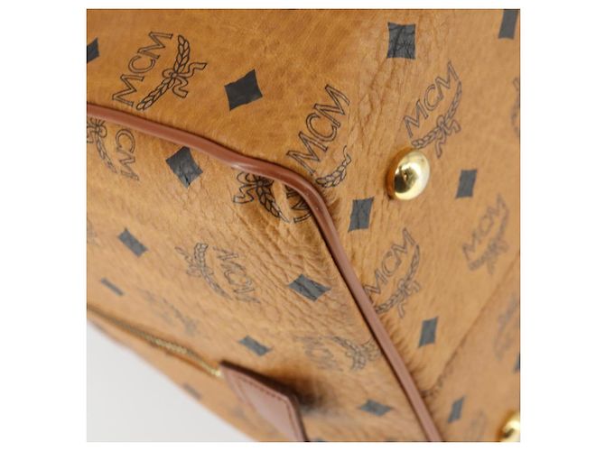 Borsa Boston Vicetos Logogram MCM in pelle PVC marrone e oro Auth 164740 D'oro - vista 16