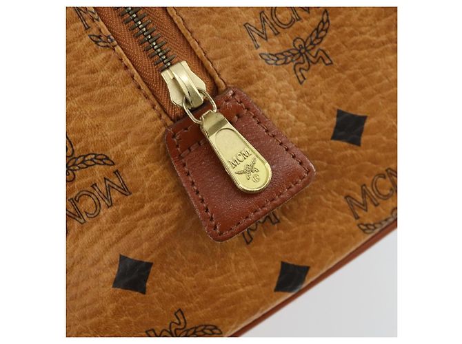 Borsa Boston Vicetos Logogram MCM in pelle PVC marrone e oro Auth 164740 D'oro - vista 17