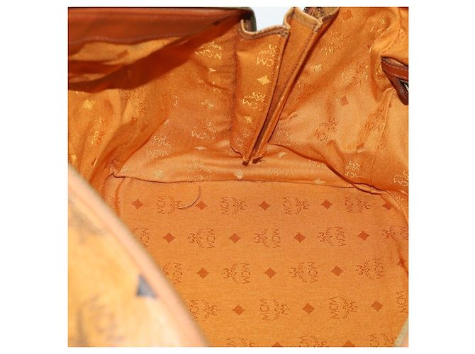 Borsa Boston Vicetos Logogram MCM in pelle PVC marrone e oro Auth 164740 D'oro - vista 19