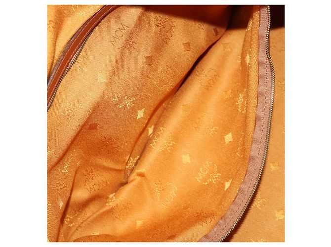 Borsa Boston Vicetos Logogram MCM in pelle PVC marrone e oro Auth 164740 D'oro - vista 21