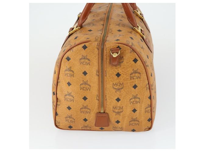Borsa Boston Vicetos Logogram MCM in pelle PVC marrone e oro Auth 164740 D'oro - vista 3