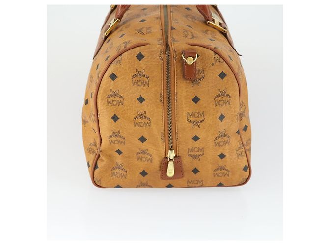 Borsa Boston Vicetos Logogram MCM in pelle PVC marrone e oro Auth 164740 D'oro - vista 4