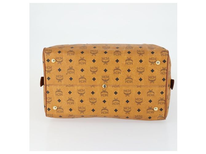 Borsa Boston Vicetos Logogram MCM in pelle PVC marrone e oro Auth 164740 D'oro - vista 5