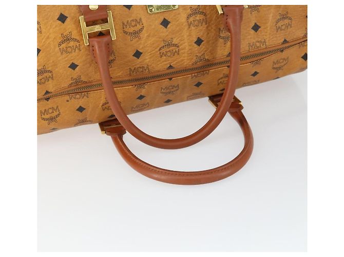 Borsa Boston Vicetos Logogram MCM in pelle PVC marrone e oro Auth 164740 D'oro - vista 7