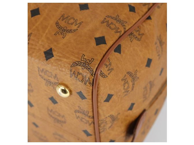 Borsa Boston Vicetos Logogram MCM in pelle PVC marrone e oro Auth 164740 D'oro - vista 9