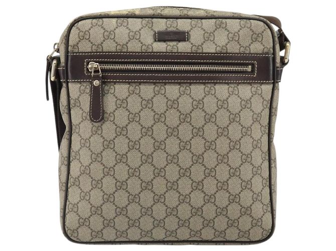 Gucci Bolsa de Ombro GG Supreme PVC Bege Dourado 201448 Auth 169391 - vista 13