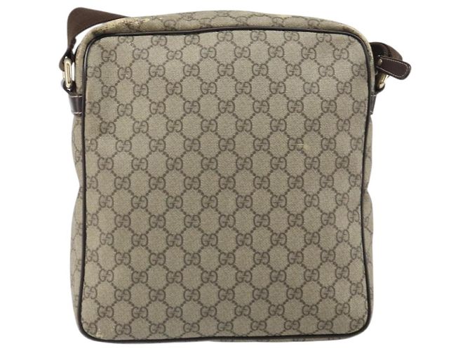 Gucci Bolsa de Ombro GG Supreme PVC Bege Dourado 201448 Auth 169391 - vista 2