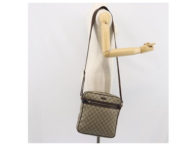 Gucci Bolsa de Ombro GG Supreme PVC Bege Dourado 201448 Auth 169391 - vista 25