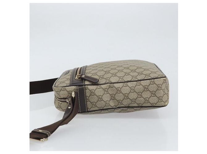 Gucci Bolsa de Ombro GG Supreme PVC Bege Dourado 201448 Auth 169391 - vista 4