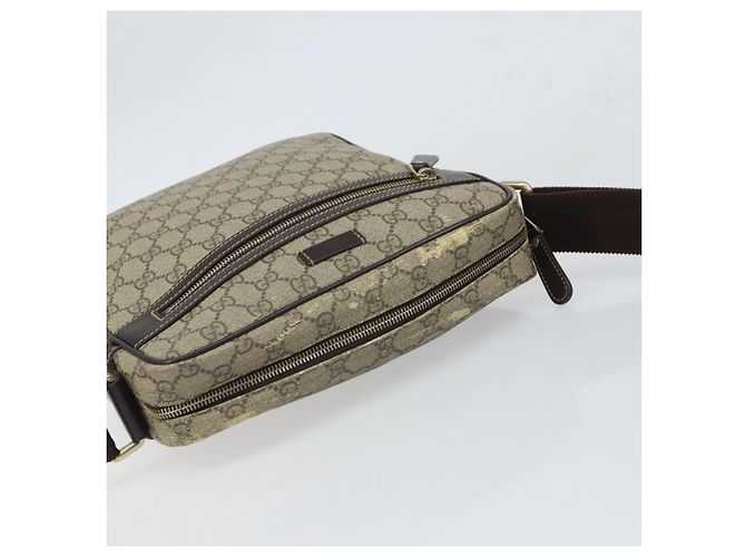 Gucci Bolsa de Ombro GG Supreme PVC Bege Dourado 201448 Auth 169391 - vista 6