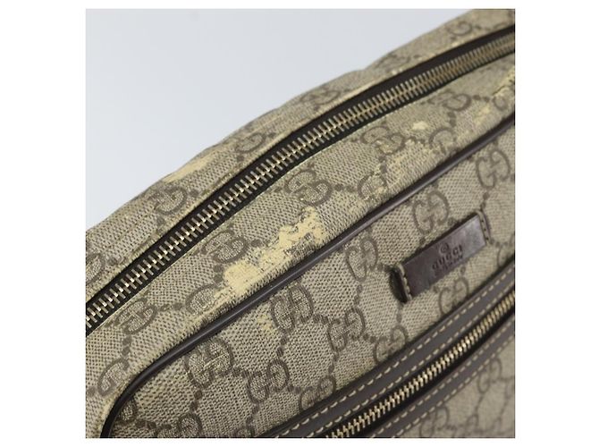 Gucci Bolsa de Ombro GG Supreme PVC Bege Dourado 201448 Auth 169391 - vista 9