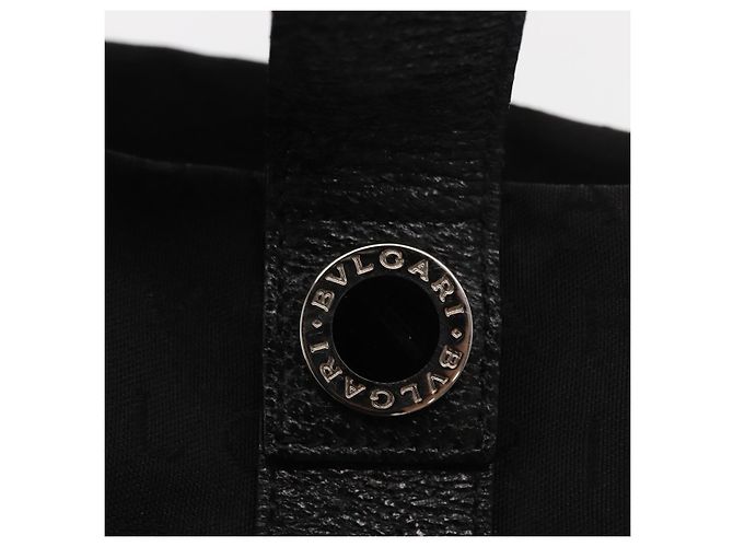 Bulgari BVLGARI Logo Mania Handtasche aus schwarzem und silbernem Canvas authentisch 168716 - Ansicht 10