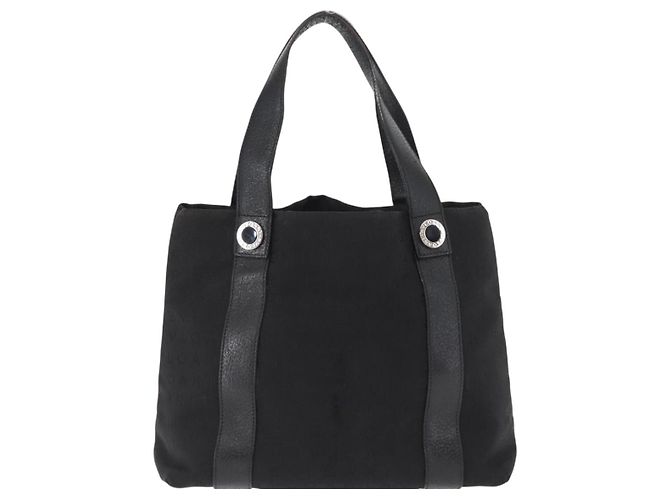 Bulgari BVLGARI Logo Mania Handtasche aus schwarzem und silbernem Canvas authentisch 168716 - Ansicht 2