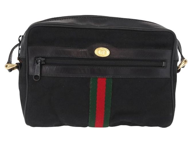 Bolso de Hombro Gucci GG Canvas Web Sherry Line Negro Dorado 010 378 Auth 169442 - vista 13