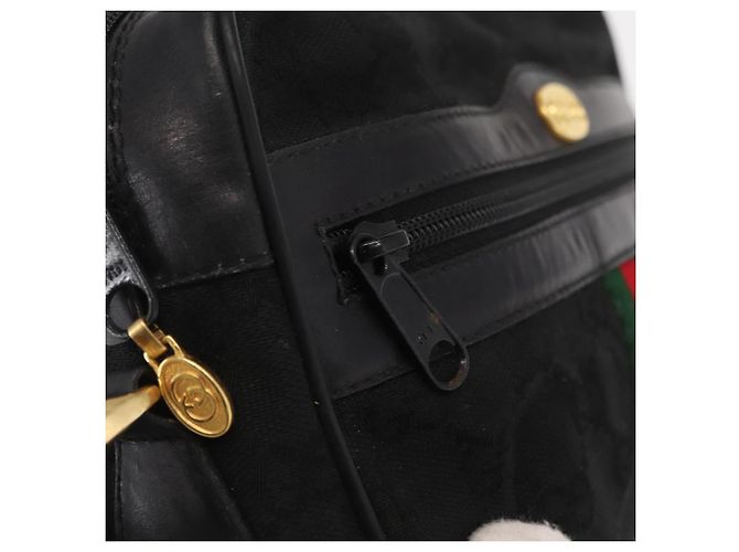 Bolso de Hombro Gucci GG Canvas Web Sherry Line Negro Dorado 010 378 Auth 169442 - vista 17