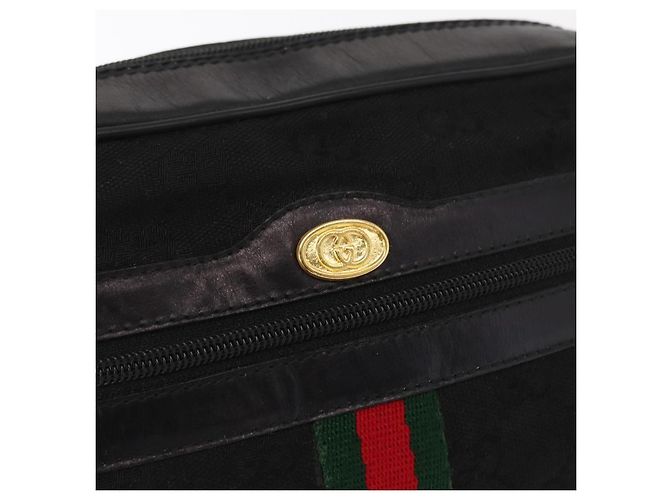 Bolso de Hombro Gucci GG Canvas Web Sherry Line Negro Dorado 010 378 Auth 169442 - vista 18