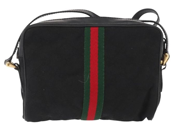 Bolso de Hombro Gucci GG Canvas Web Sherry Line Negro Dorado 010 378 Auth 169442 - vista 2