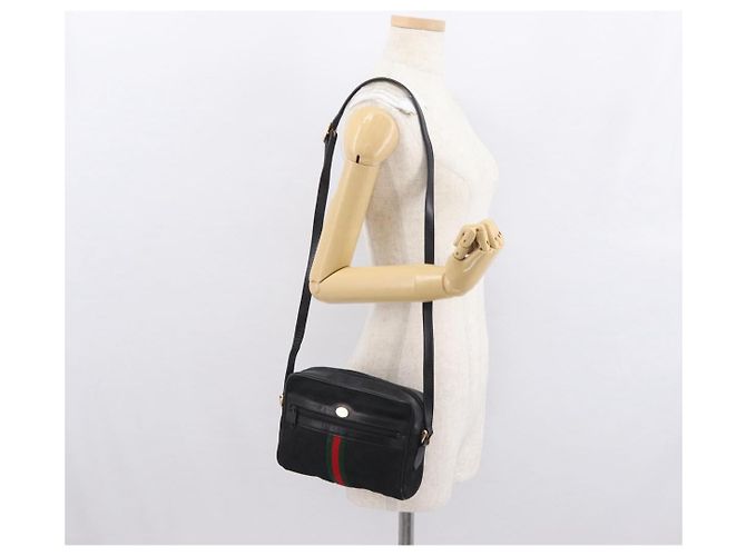 Bolso de Hombro Gucci GG Canvas Web Sherry Line Negro Dorado 010 378 Auth 169442 - vista 23