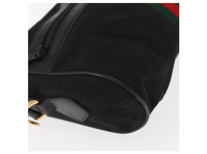 Bolso de Hombro Gucci GG Canvas Web Sherry Line Negro Dorado 010 378 Auth 169442 - vista 9