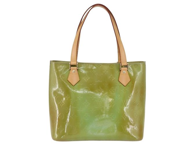 LOUIS VUITTON Bolsa de Mão Monogram Vernis Houston Azul Bebê M91005 LV Auth BA10225 Azul claro - vista 13